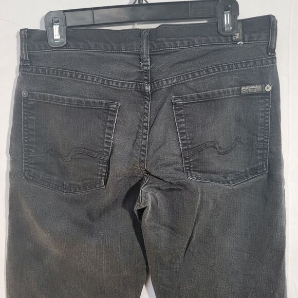 7 For All Mankind Standard Black Cotton Blend Jeans Front & Back Pockets Size S - Picture 7 of 11